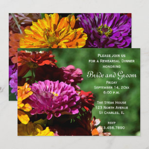 Garten-Zinnien-Blumen Hochzeitsprobedinner Einladung