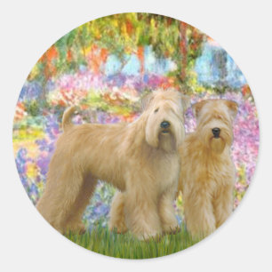 Garten - Zwei Wheaten Terriers Runder Aufkleber