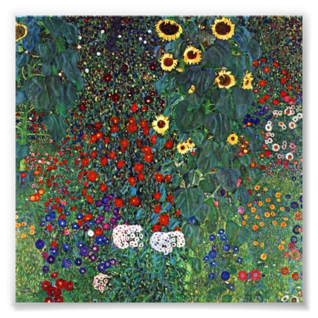 Gartenanlage Gustav Klimt mit Sonnenblumen Fotodruck (Vorne)
