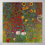 Gartenanlage Gustav Klimt mit Sonnenblumen Poster<br><div class="desc">Der Bauerngarten Gustav Klimt mit Sonnenblumenplakat. Ölmalerei auf Leinwand von 1905-06. Obwohl Klimt für seine goldene Periode, die klassische Werke wie The Kiss und Portrait von Adele Bloch Bauer produzierte, am meisten geschätzt wird, produzierte der Künstler auch einige unglaublich charmante Landschaftsmalereien. Die Gartenfarm mit Sonnenblumen verfügt über einen blühenden Sommergarten...</div>