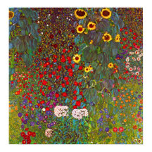Gartenanlage Gustav Klimt mit Sonnenblumen Poster