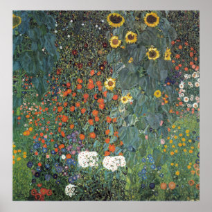 Gartenanlage Gustav Klimt mit Sonnenblumen Poster