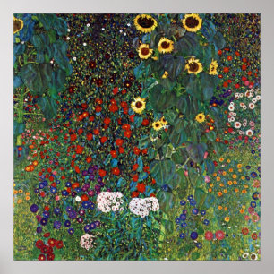 Gartenanlage Gustav Klimt mit Sonnenblumen Poster