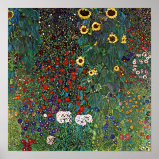 Gartenanlage Gustav Klimt mit Sonnenblumen Poster