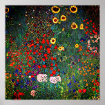 Gartenanlage Gustav Klimt mit Sonnenblumen Poster<br><div class="desc">Poster mit Gustav Klimts Gemäldegarten mit Sonnenblumen (1907). Ein wunderschöner Garten mit Sonnenblumen und exquisiten blauen,  roten,  lila,  rosa und weißen Blume. Ein großartiges Geschenk für Jugendliche und österreichische Kunstliebhaber.</div>