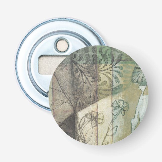 Gartenanlage mit Blätter, Blume und Gras Flaschenöffner (Vorderseite)