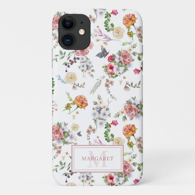 Gartenanlage Rose Rosa Blumenbeere Mit Monogramm C Case-Mate iPhone Hülle (Rückseite)