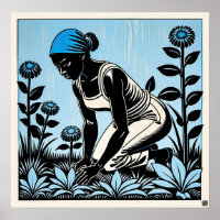 Gartenarbeit - Holzblock Print