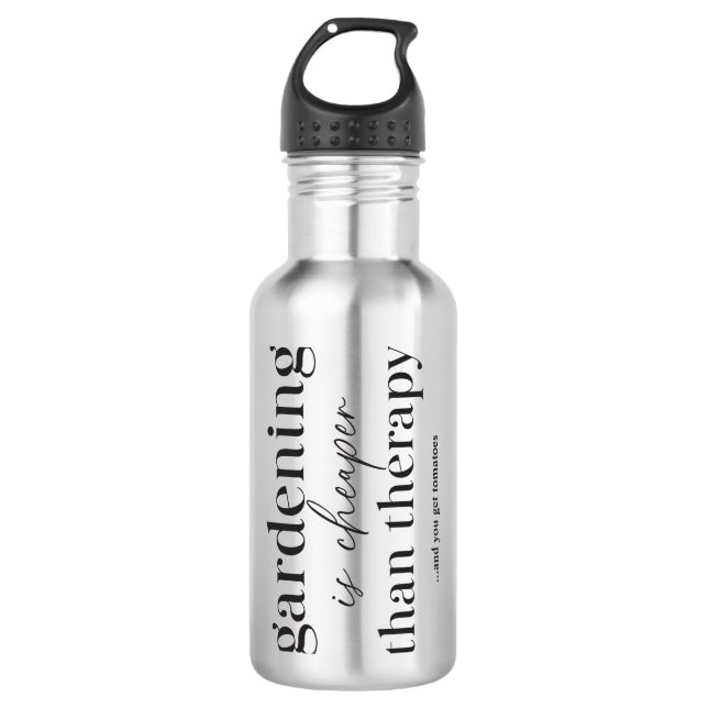 Gartenarbeit ist billiger als Therapy Funny Quote  Edelstahlflasche (Vorderseite)