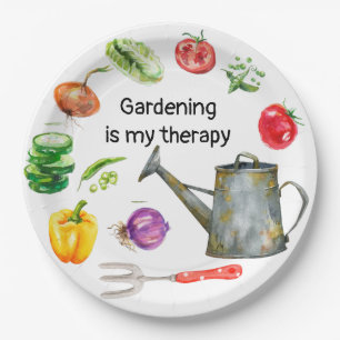 Gartenarbeit ist mein Therapiegemüse zum Bewässe Pappteller