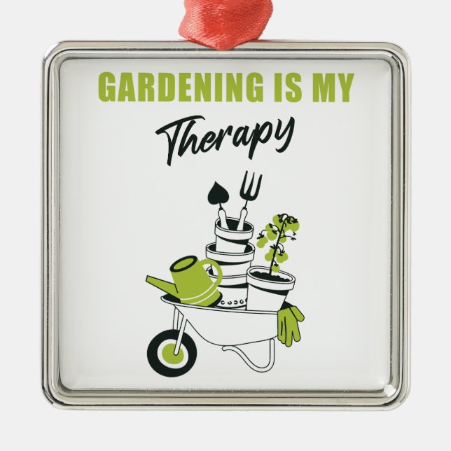 Gartenarbeit ist meine Therapie Funny Niedlich Gar Ornament Aus Metall (Vorne)