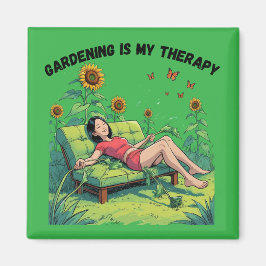 Gartenarbeit ist meine Therapie Magnet - grün
