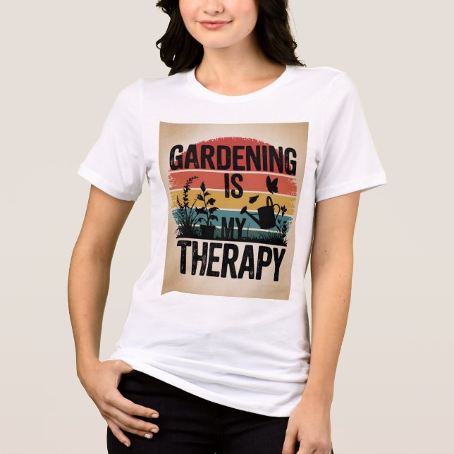 Gartenarbeit ist meine Therapie mit goldbraunem Hi Tri-Blend Shirt (Vorderseite)