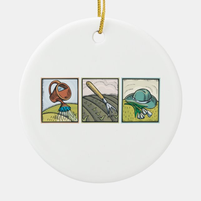 Gartenarbeit Keramik Ornament (Vorne)