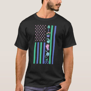 Gartenarbeit Patriotische Amerikanische Flagge Gär T-Shirt