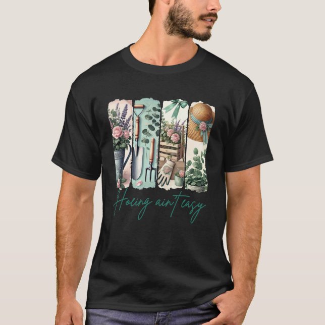 Gartenarbeit Pflanzen Pinselstrich Gärtner Hacken  T-Shirt (Vorderseite)