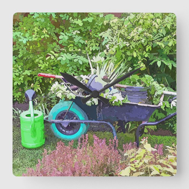 GARTENARBEIT QUADRATISCHE WANDUHR (Vorderseite)