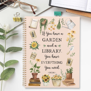 Gartenarbeit und Bibliothekszitat Sonnenblume und  Planer