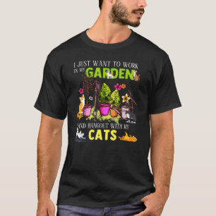 Gartenarbeit und Treffen mit Katzen Gemüsegärtner T-Shirt