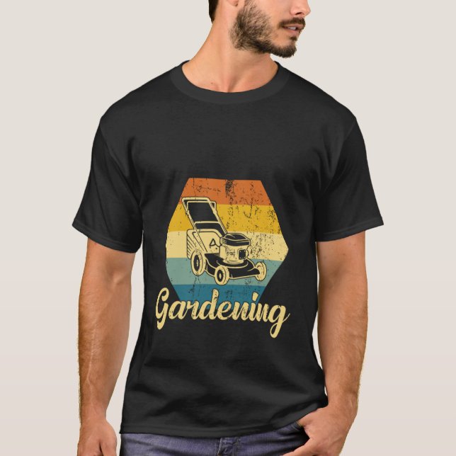 Gartenarbeit Vintager Rasenmäher Gartenpflege T-Shirt (Vorderseite)