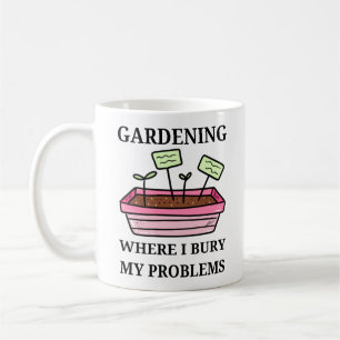 Gartenarbeit, wo ich meine Probleme Gartenarbeit Kaffeetasse