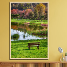 Gartenbank mit Blick auf See/Teich