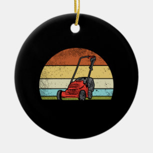 Gartenbau - Rasenmäher Keramik Ornament