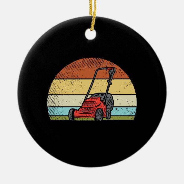 Gartenbau - Rasenmäher Keramik Ornament (Vorne)