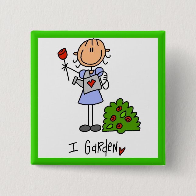 Gartenbau-Strichmännchen Button (Vorderseite)