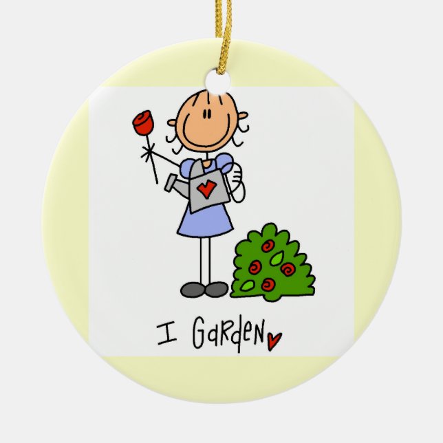 Gartenbau-Strichmännchen Keramik Ornament (Vorne)