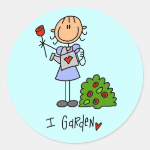 Gartenbau-Strichmännchen Runder Aufkleber
