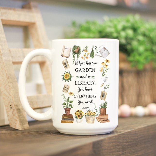 Gartenbau und Bibliothek Zitat Sonnenblumen und Kr Kaffeetasse (Lifestyle photo)