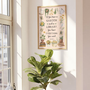 Gartenbau und Bibliothek Zitat Sonnenblumen und Kr Poster