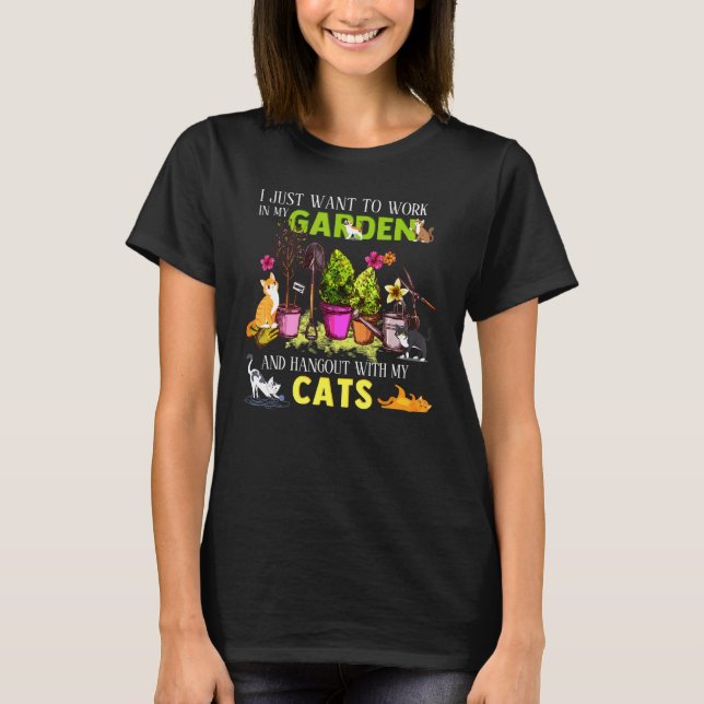 Gartenbau und Hangout mit Katzen Gemüsegärtner T-Shirt (Vorderseite)