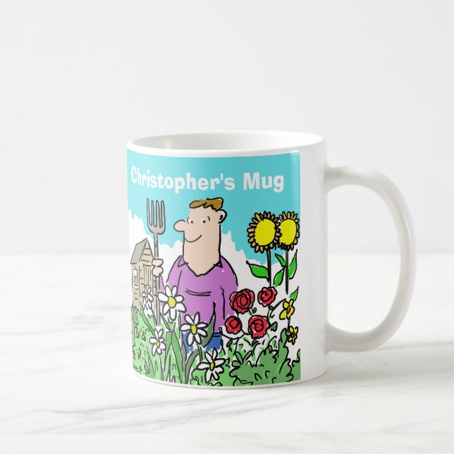 Gartenbauer-Tasse. Wählen Sie Ihren Namen. Kaffeetasse (Rechts)