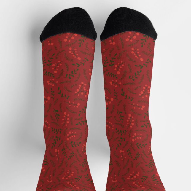 Gartenbauernhof Rot grüne, rustikale Laubbaumstruk Socken (Oben)