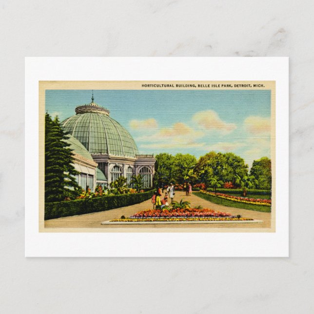 Gartenbauliches Gebäude, Belle Isle Park, Michigan Postkarte (Vorderseite)