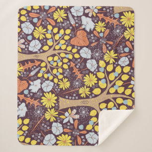 Gartenbäume, Blumen, Apfelmuster Sherpadecke