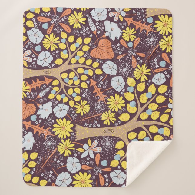 Gartenbäume, Blumen, Apfelmuster Sherpadecke (Vorderseite)