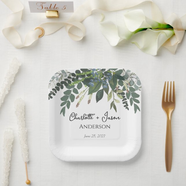 Gartenblätterung Naturpark Hochzeit Pappteller (Hochzeit)