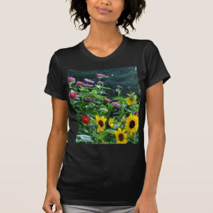 Gartenblick - Sonnenblumen, Gänseblumen, Kosmos, K T-Shirt