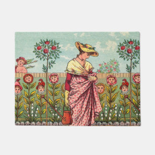 Gartenblume Frau Kunst Antiquität Fußmatte