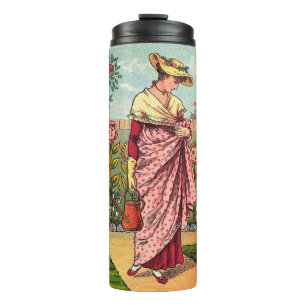 Gartenblume Frau Kunst Antiquität Thermosbecher