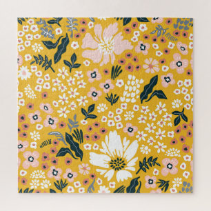 Gartenblumen: Gelber Vintage-Charme. Puzzle