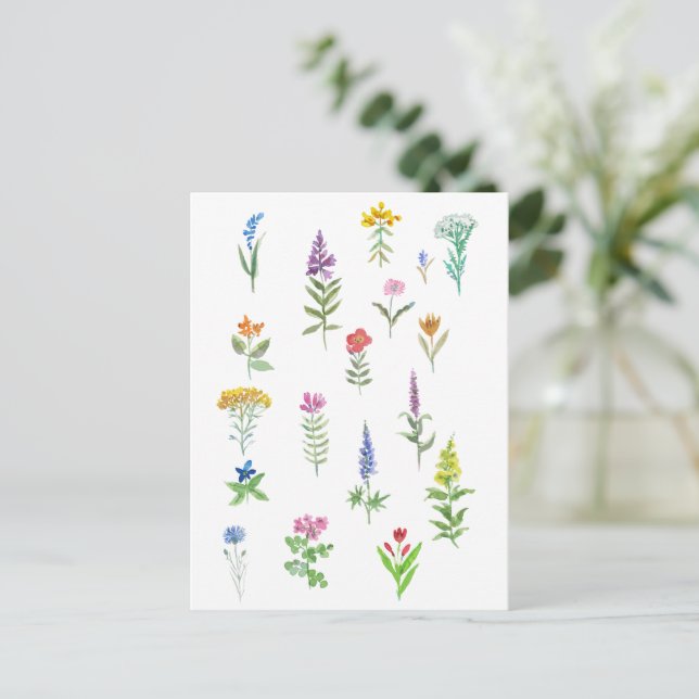 Gartenblumen Postkarte (Stehend Vorderseite)