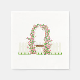 Gartenblumenbogen & Weißer Zaun Custom Serviette
