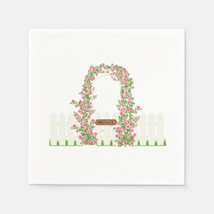 Gartenblumenbogen & Weißer Zaun Custom Serviette