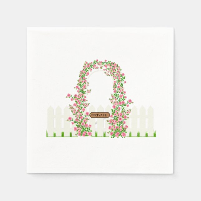 Gartenblumenbogen & Weißer Zaun Custom  Serviette (Vorderseite)