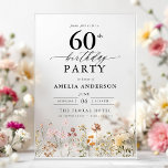 Gartenblumenkalligraphie 60. Geburtstag Acryleinladungen<br><div class="desc">Feiern Sie stilvoll mit einer Blumenkalligraphie aus dem 60. Jahrhundert, perfekt für einen Meilenstein-Event. Mit lebendigen Blumenmotiven und eleganter Kalligraphie Set diese Einladung einen skurrilen und dennoch raffinierten Ton für Ihre Feier. Das üppige Gartenthema verbindet natürliche Schönheit mit anmutiger Typografie und schafft einen zeitlosen und einladenden Look. Ideal für Ansammlungen...</div>