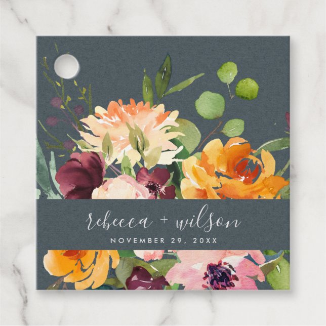 GARTENBLUSH YELLOW ORANGE FLORAL BUNCH WEDING GESCHENKANHÄNGER (Vorderseite)